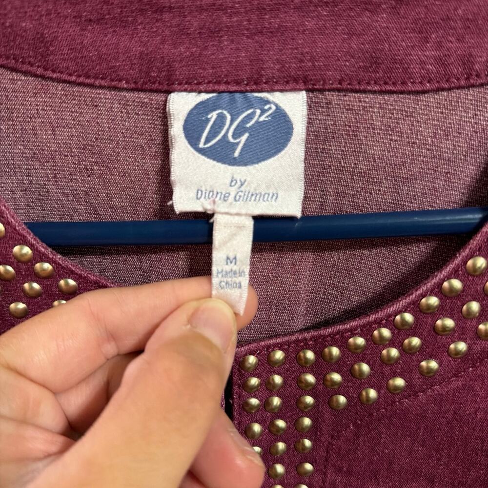 Vintage DG2 Purple Denim Studded Jacket with unique closures Size Medium - Picture 2 of 5